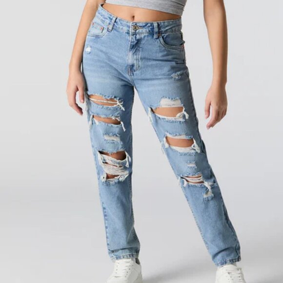 Forever 21 Ripped Distressed Denim Jeans - Picture 1 of 5